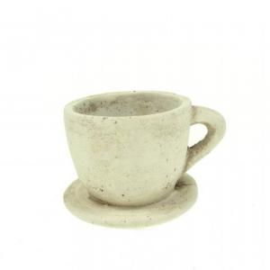 Kaspó csésze+alj kő 10*8*7cm krém