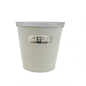 Kaspó fém 11.5/8.5*H9.5cm nature felirattal szürke