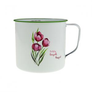 Kaspó fém 12*H11cm Boldog Anyák Napját! fehér