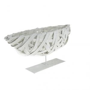 Kaspó háncs csónak alakú talpas 28*11*13cm fehér