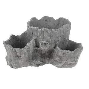Kaspó hármas fatörzs cement 25*23*13cm szürke