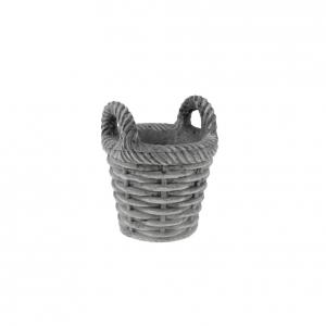 Kaspó kis kosár cement D11 H14 2füllel szürke