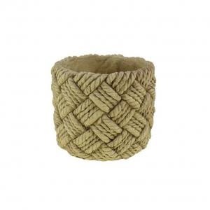 Kaspó kő 12.5*12.5*11.5cm fonott mintás barna