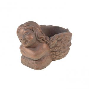 Kaspó kő 14x9.5x10.5cm ölelő angyallal arany