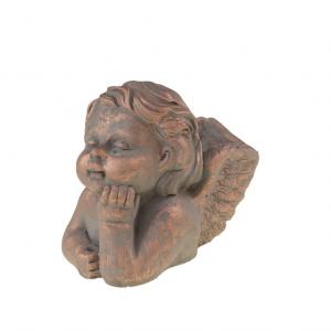 Kaspó kő 19x13x12cm könyöklő angyallal arany