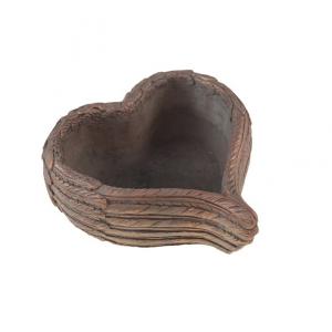 Kaspó kő 23x23x10cm szív forma arany