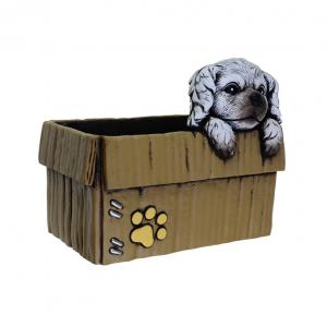 Kaspó kő doboz 20.8*14.3*16.6cm kutyával