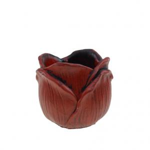 Kaspó kő rózsa 12.3*12.1*10.8cm piros
