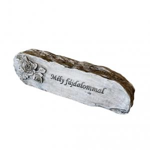 Kegyeleti tábla rózsával 20x3,5x6cm sírkő felirat 11 cm Mély fájdalommal feliratos szürke