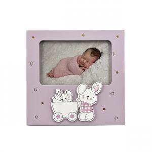 Képkeret MDF babás rózsaszín 15x10