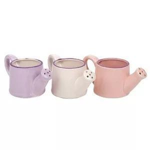 Kerámia locsolókanna 7,3x7cm pasztelrózsaszín lila peremmel