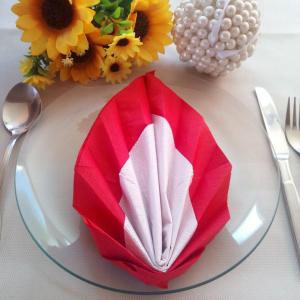 Kétszínű levél hajtogatott szalvéta