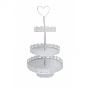 Kínáló fém csipkés 2 szintes 20/25*35cm fehér másolata