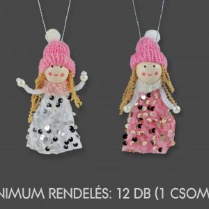 Kislány fehér/rózsaszín fliteres ruhában akasztós 13cm 631534 2f