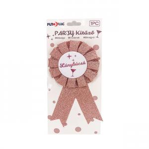 Kitűző Lánybúcsú csillámos rose gold 8x14 cm