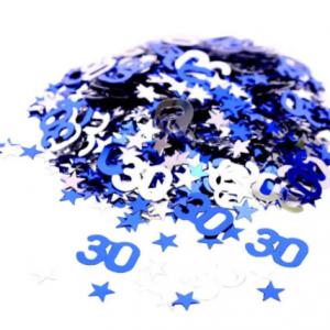 Konfetti, metál kék és ezüst, 30-as, 14 g/csomag