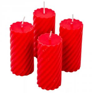 Kontúrozott csavart henger gyertya 55x100mm piros 4db/csom (db ár)