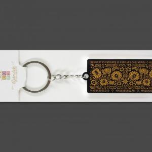 Kulcstartó Hungary-Magyarország kalocsai fekete 7,5cm