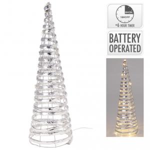 Kúp LED-es időzítős elemes (elem nélkül) ezüst M40cm