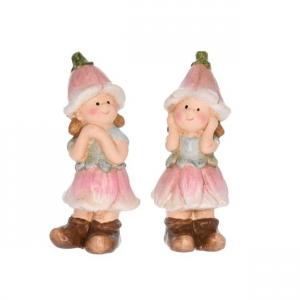 Lány virágsapkában álló kerámia 5x4x10,5cm rózsaszín, kék 2 féle választható