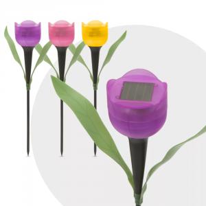 LED-es szolár tulipánlámpa 1 db sárga, rózsaszín, lila