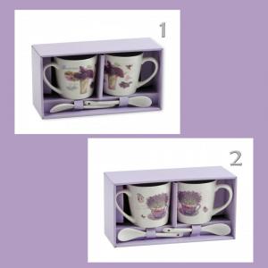 Levendulás bögre szett kiskanállal – 2+2 darabos pároknak