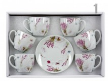 Levendulás kávés csésze + alj készlet – 6+6 darabos