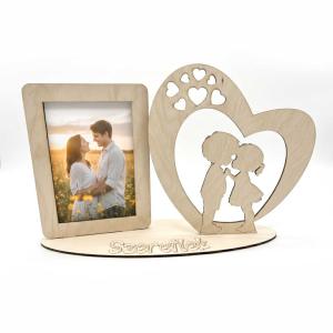 Lézerkivágott Fa Képkeret – „Szeretlek” Fényképtartó Szívecskékkel - Szerelmes Ajándék Valentin napra