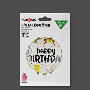 Lufi fólia állatos Happy Birthday 45cm