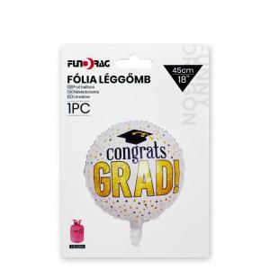 Lufi fólia ballagós Congrats Grad 45cm csillagos ballagós fekete arany