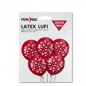 Lufi szíves piros/fehér 5db 30cm