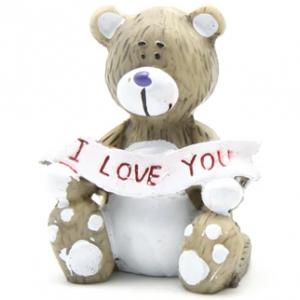 Maci figura ülő 5x4cm fehér felirattal I love you