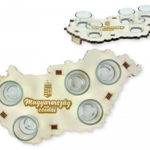 Magyarország csodái tartó + pálinkás pohár 5db ajándék szett