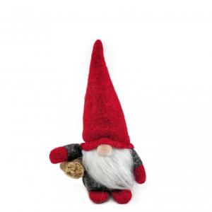 Manó piros sapkában zsákkal 18cm