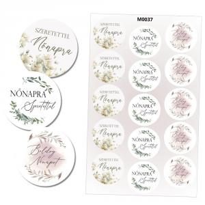 Matrica - Boldog nőnapot kerek matricák - pasztell 15db/lap