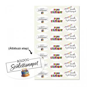 Matrica - Boldog születésnapot átlátszó matricák 24db/lap