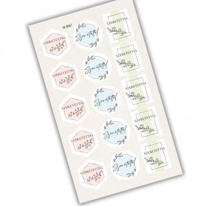 Matrica - Szeretettel pasztell matricák 15db/lap