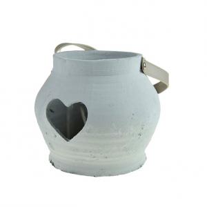 Mécsestartó szívvel fogantyúval 17*15cm szürke DK