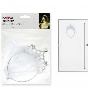 Menyasszonyi fátyol tiara 80cm hercegnős