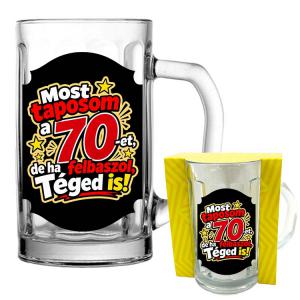 Most taposom a 70-et, de ha felbaszol, téged is - Vicces Söröskorsó - 5 dl - 70. Szülinapi Ajándék