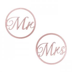 Mr&Mrs; karika szett színes rózsaarany Átmérő: 24 cm, vastagság: 3mm