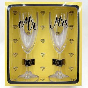 Mr. - Mrs. - feliratos - Páros Pezsgőspohár Szett - Esküvői Ajándék - Évfordulós Ajándék
