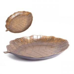 Műanyag tál levél alakú óarany szín 40x28cm