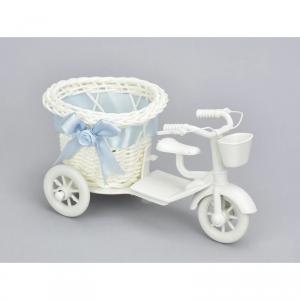 Műanyag tricikli kerek kosárral kicsi - kék