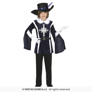 Muskétás gyermek jelmez, fekete, 5-6 éveseknek