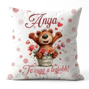 Nagy Négyzet Plüss Párna 45 x45 cm - „Anya, Te vagy a legjobb!” - Anyák Napi Ajándék Anyáknak