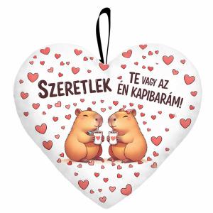 Nagy szív párna 45 cm – „Szeretlek, te vagy az én kapibarám!” - Kapibarás Valentin-napi ajándék