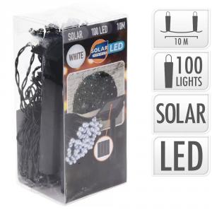 Napelemes fényfüzér 100 LED-es hideg 10m