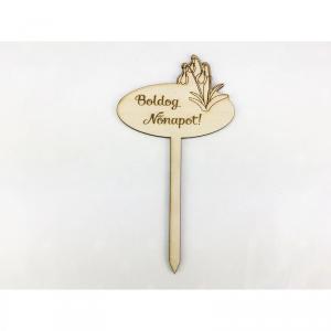 Natúr fa - Beszúrós -Boldog Nőnapot- tábla 7,5cm