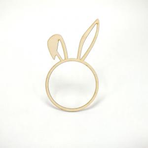 Natúr fa - Nyuszifüles fa karika 16cm festhető